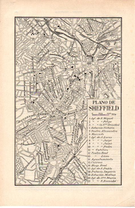 LAMINA ESPASA 38242: Plano de Sheffield, Inglaterra