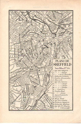 LAMINA ESPASA 38242: Plano de Sheffield, Inglaterra