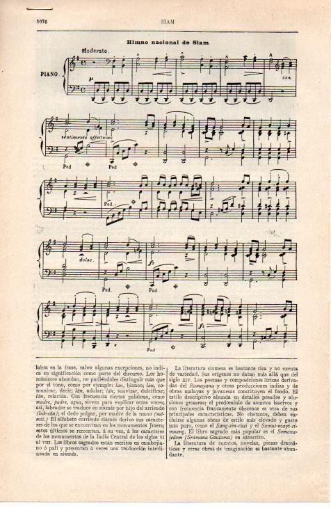 LAMINA ESPASA 38267: Himno nacional de Siam