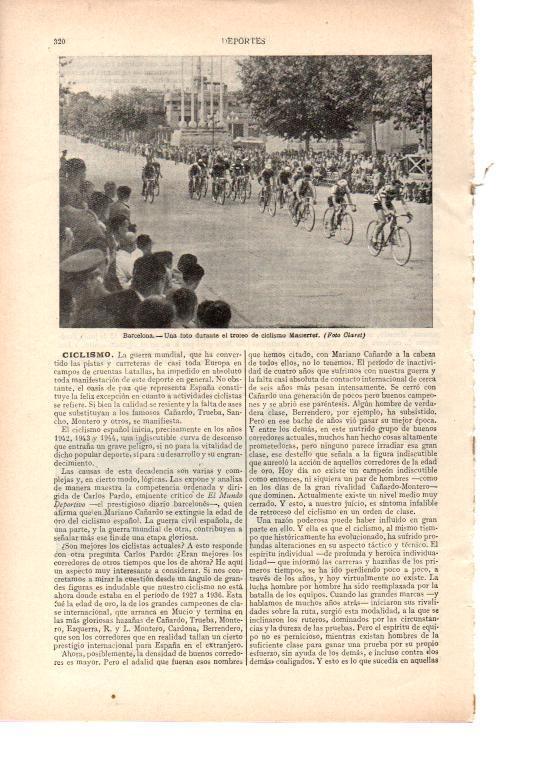 LAMINA ESPASA 38453: Trofeo de ciclismo Masferrer en Barcelona