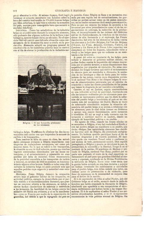 LAMINA ESPASA 38437: El rey Leopoldo de Belgica como prisionero de Alemania