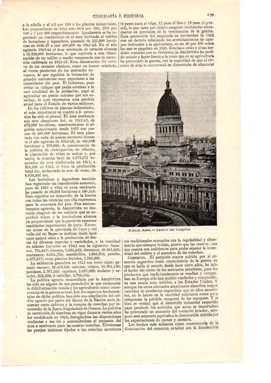 LAMINA ESPASA 38432: Palacio del Congreso en Buenos Aires, Argentina