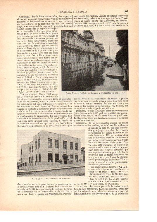 LAMINA ESPASA 38463: Edificio de Correos y Facultad de Medicina en San Jose, Costa Rica
