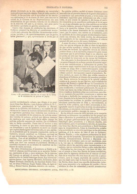 LAMINA ESPASA 38465: El presidente Batista de Cuba