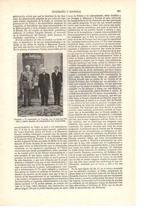 LAMINA ESPASA 38495: El embajador de Turquia en Francia con el mariscal Petain