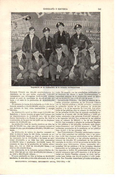 LAMINA ESPASA 38485: Tripulacion americana de un bombardero