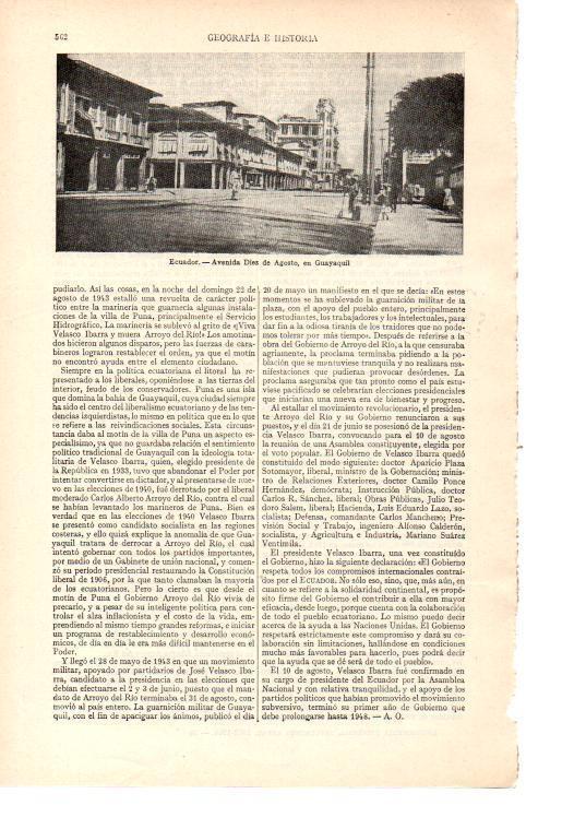LAMINA ESPASA 38472: Avenida Diez de Agosto de Guayaquil, Ecuador