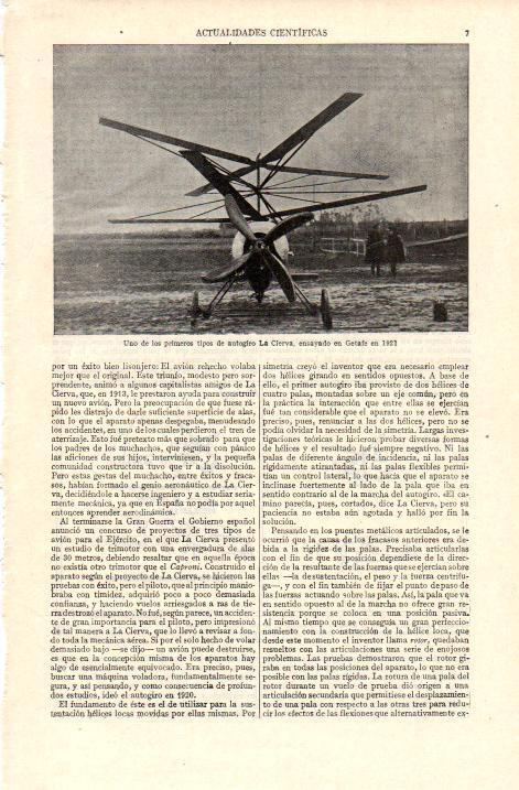 LAMINA ESPASA 38391:Autogiro de De la Cierva de 1921