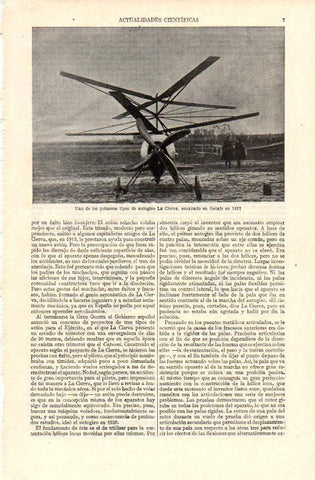LAMINA ESPASA 38391:Autogiro de De la Cierva de 1921