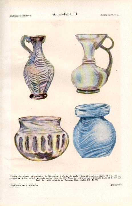 LAMINA ESPASA 38397: Objetos de vidrio del Museo Arqueologico de Barcelona