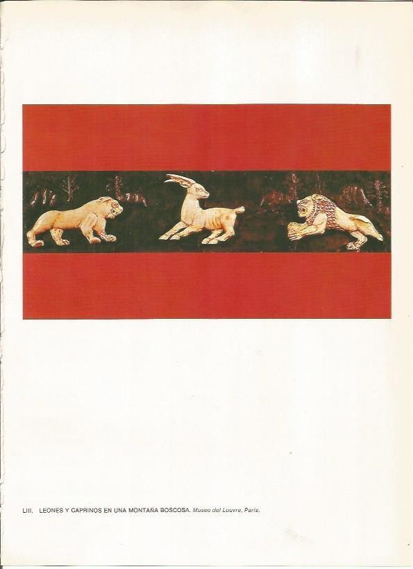 LAMINA 27672: Leones y caprinos en una montaña, arte de Mesopotamia