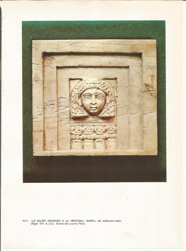 LAMINA 27664: Mujer asomada a la ventana, marfil de Arslantash, Siria