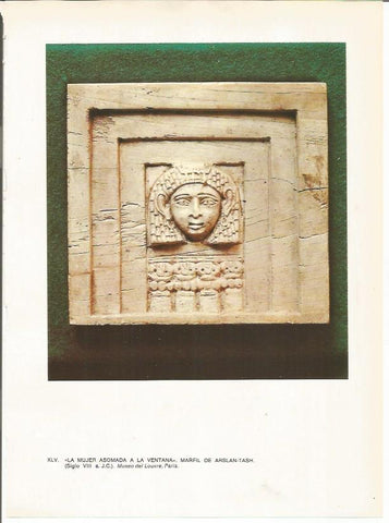 LAMINA 27664: Mujer asomada a la ventana, marfil de Arslantash, Siria