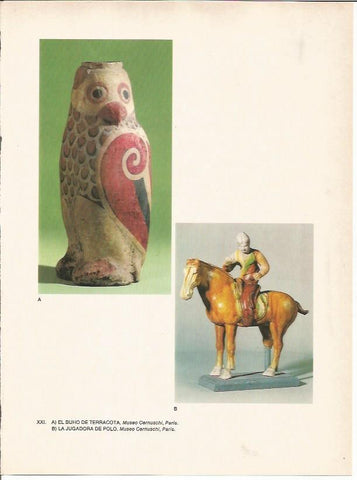 LAMINA 27583: Jugadora de polo y buho de terracota