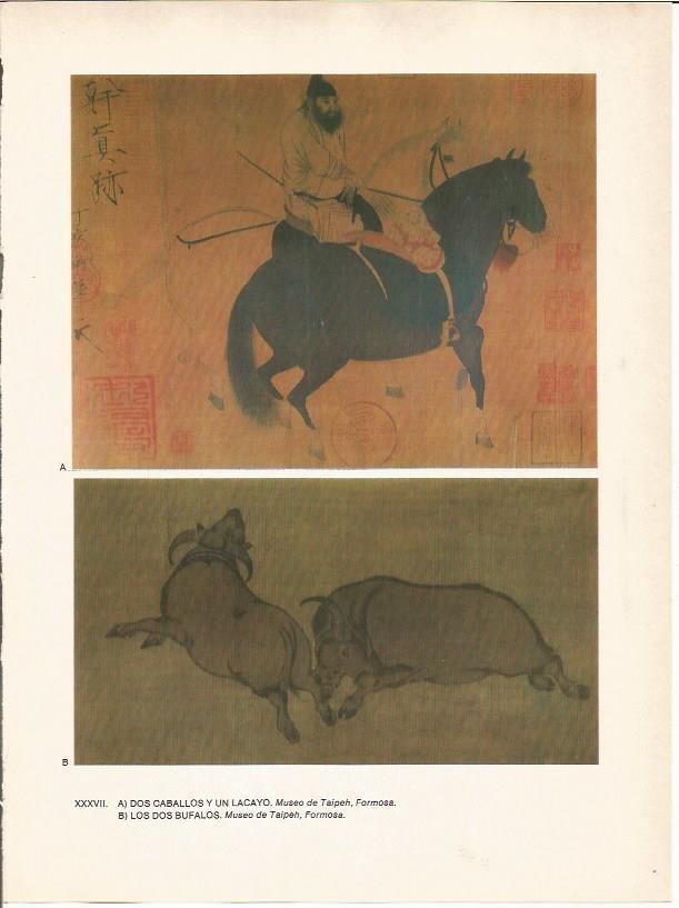 LAMINA 27599: Dos caballos y un lacayo y los dos búfalos, China