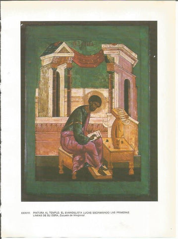 LAMINA 27714: El evangelista Lucas escribiendo su obra, pintura bizantina