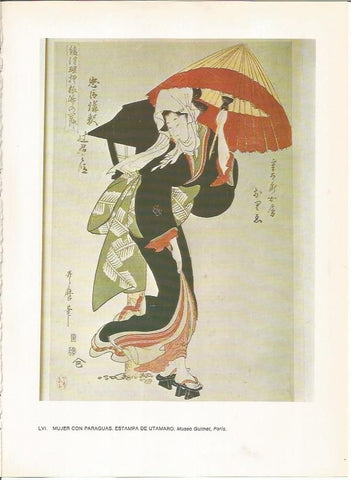 LAMINA 27562: Mujer con paraguas, por Utamaro
