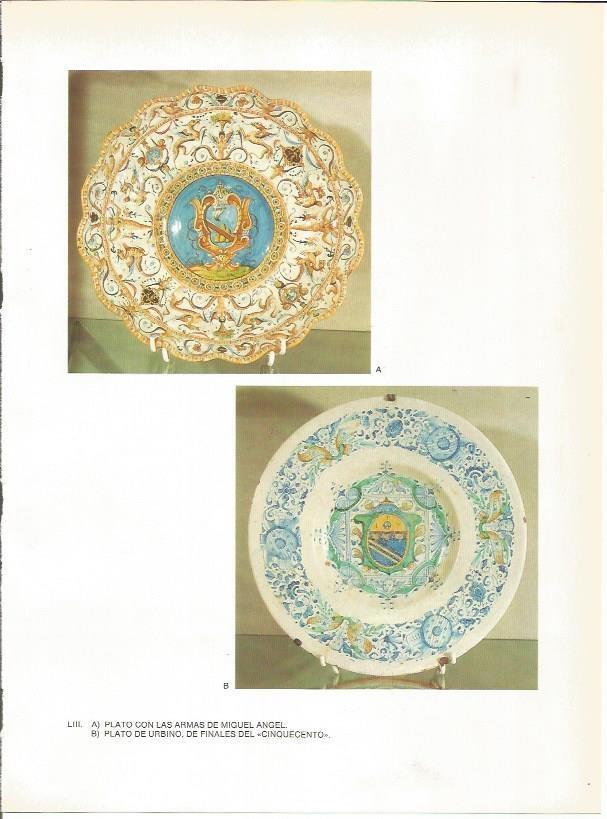 LAMINA 27444: Plato con las armas de Miguel Angel y plato de Urbino