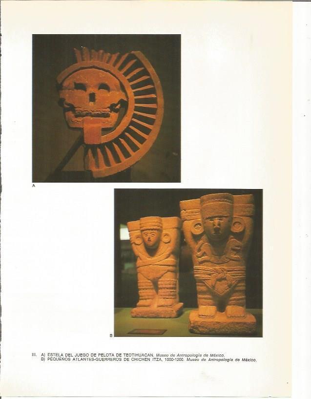 LAMINA 27338: Estela del juego de pelota de Teotihuacan y atlantes de Chichen Itza, Mexico