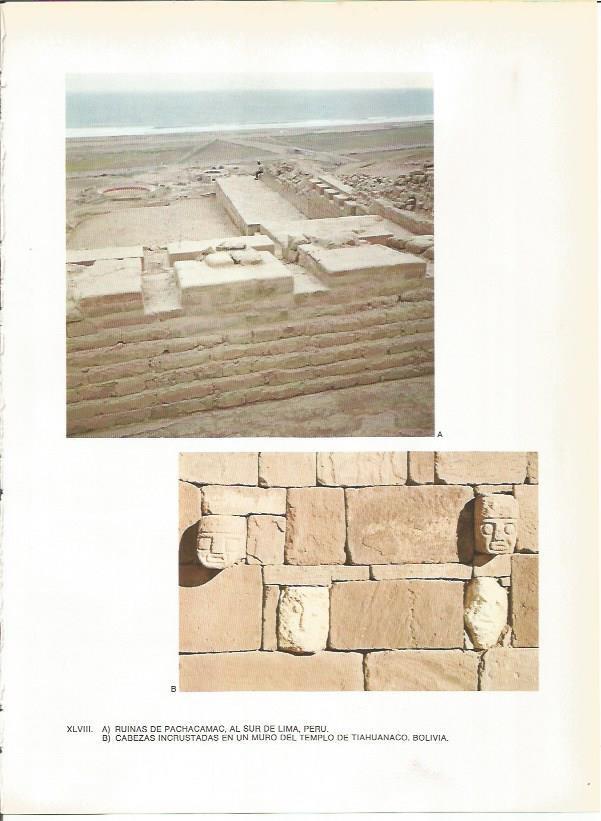 LAMINA 27383: Ruinas de Pachacamac, Peru y cabezas del Templo de Tiahuanaco, Bolivia