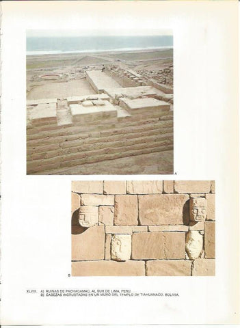 LAMINA 27383: Ruinas de Pachacamac, Peru y cabezas del Templo de Tiahuanaco, Bolivia