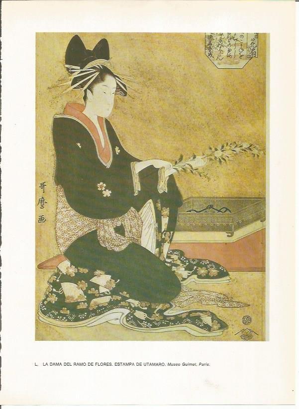 LAMINA 27556: La Dama del ramo de flores, por Utamaro