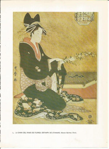 LAMINA 27556: La Dama del ramo de flores, por Utamaro