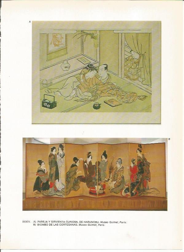 LAMINA 27540: Biombo de las cortesanas y pintura de Harunobu