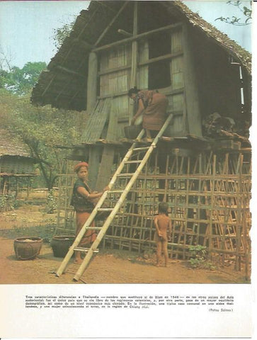 LAMINA V01754: Tipica casa comunal en aldea thailandesa