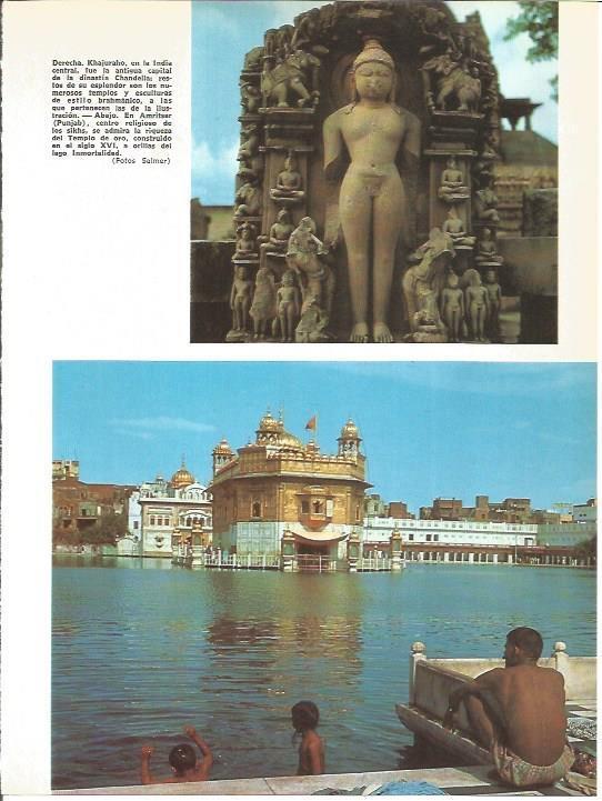LAMINA V01770: Estatua en Khajurabo y centro religioso de los sikhs en el Punjab