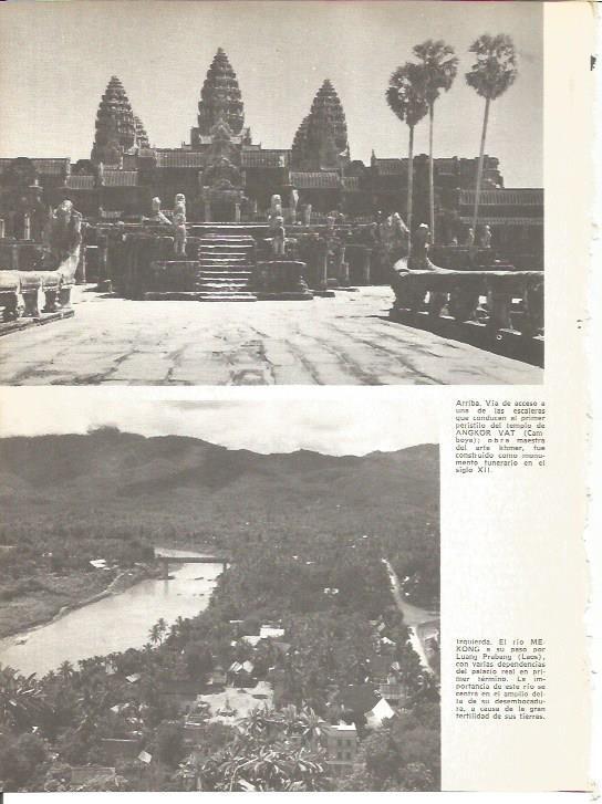 LAMINA V01739: El templo de Angkor Vat en Camboya y el rio Mekong a su paso por Laos