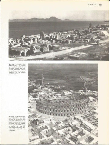 LAMINA V01609: Vistas Termas de Antonino y anfiteatro El Djem, Tunez