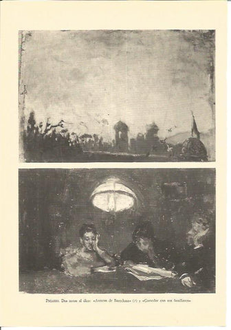 LAMINA V01897: Azoteas de Barcelona y Comedor con sus familiares por Picasso