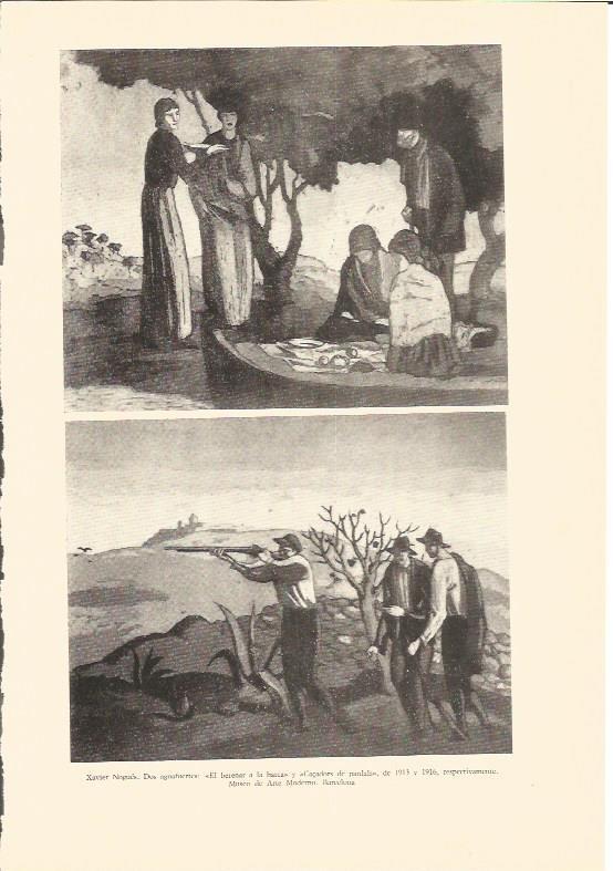 LAMINA V01903: El berenar a la barca y Caçadors de pardals por X. Nogues