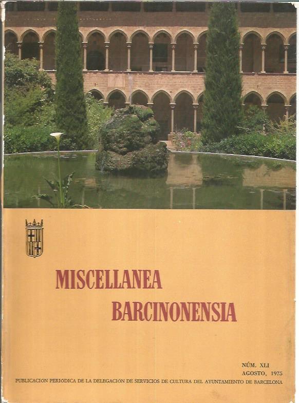 LAMINA V01876: Portada Miscellanea Barcinonensia. Numero XLI. Agosto 1975