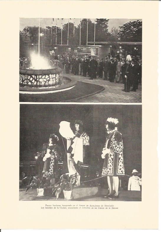 LAMINA V01953: Fuente del Parque atracciones de Montjuich y los heraldos de la ciudad