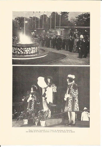 LAMINA V01953: Fuente del Parque atracciones de Montjuich y los heraldos de la ciudad