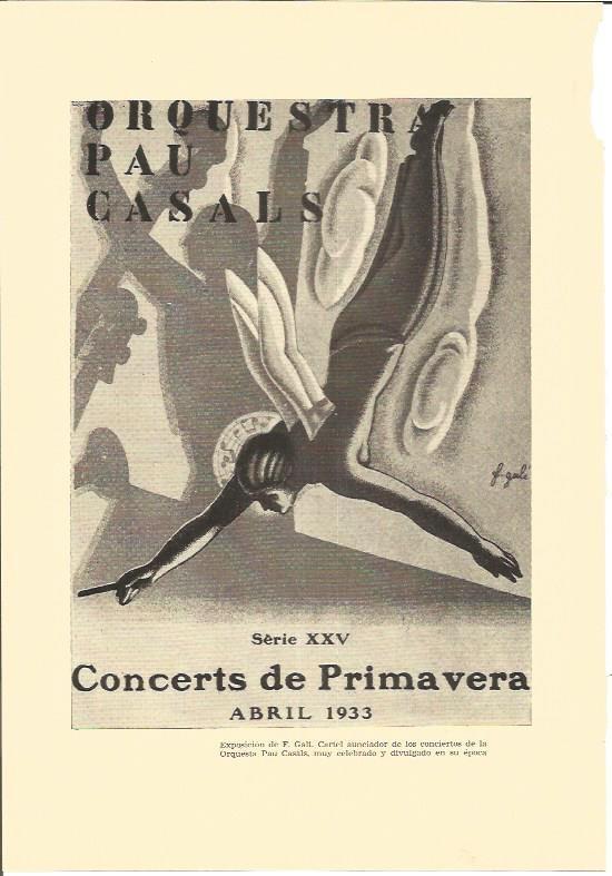 LAMINA V01930: Cartel concierto Orquesta Pau Casals Abril 1933