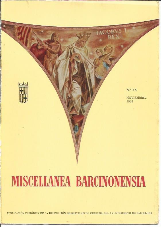 LAMINA V01938: Portada Miscellanea Barcinonensia. Numero XX. Noviembre 1968