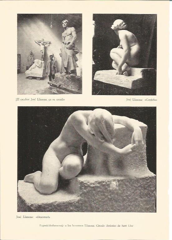 LAMINA V01851: El escultor Jose Llimona en su estudio y Desconsol por Jose Llimona