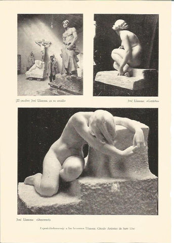 LAMINA V01851: El escultor Jose Llimona en su estudio y Desconsol por Jose Llimona