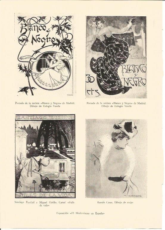 LAMINA V01854: Portadas para Blanco y Negro por E. Varela, cartel de S. Rusiñol y dibujo R.Casas
