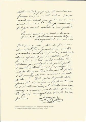 LAMINA V01846: Facsimil de carta autografa de Joan Maragall a Francesc Matheu