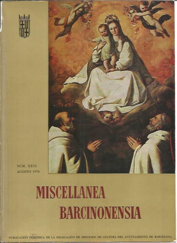 LAMINA V01844: Portada Miscellanea Barcinonensia. Numero XXVI. Agosto 1970