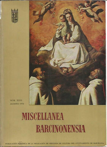 LAMINA V01844: Portada Miscellanea Barcinonensia. Numero XXVI. Agosto 1970