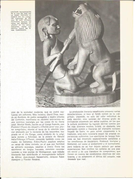 LAMINA V01581: Representacion en madera de la caza del leon por un masai