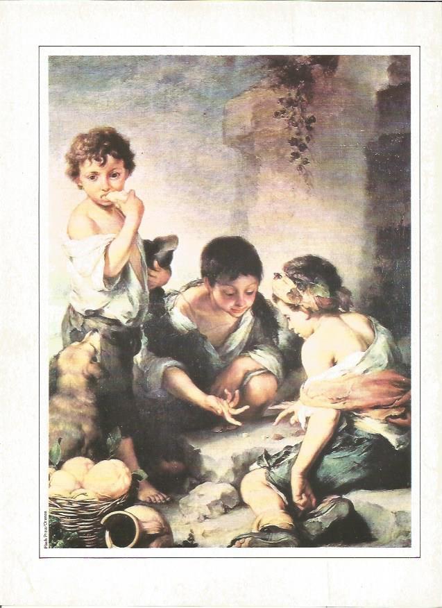 LAMINA V01334: Niños mendigos jugando a los dados por Bartolome Esteban Murillo