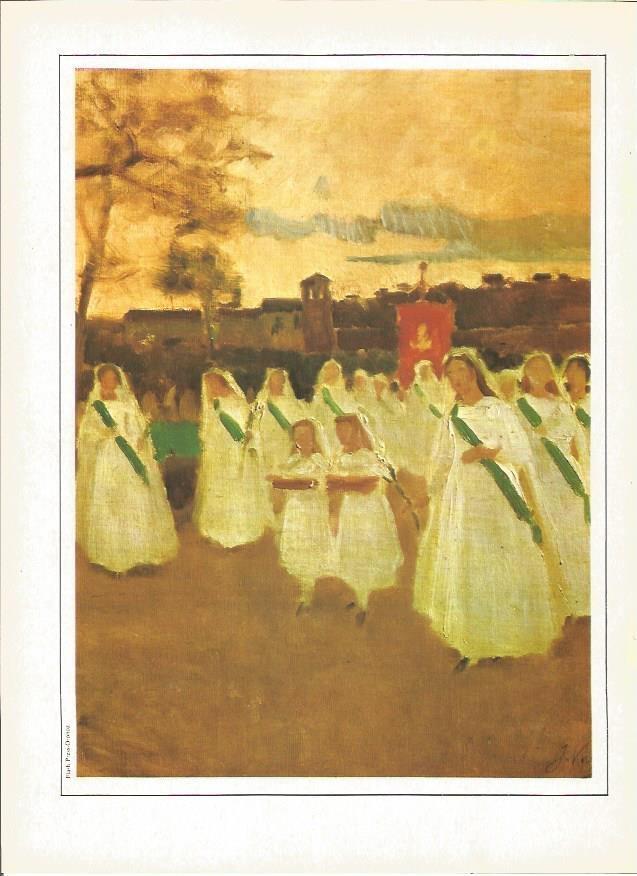 LAMINA V01373: Procesion de la colegialas por J. Vayreda Vila