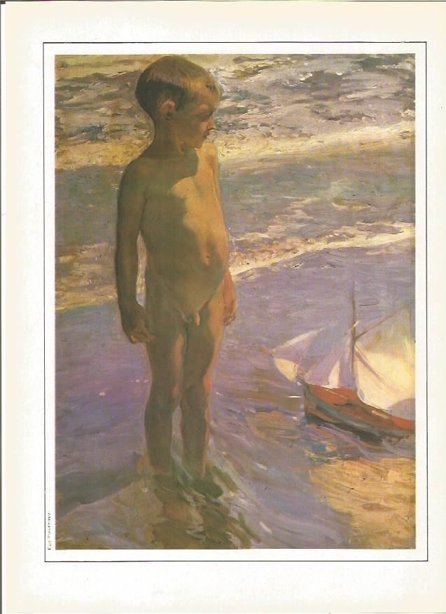 LAMINA V01377: Niño con barquito por Joaquin Sorolla