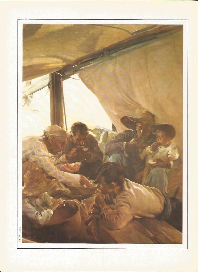 LAMINA V01381: La comida en la barca por Joaquin Sorolla